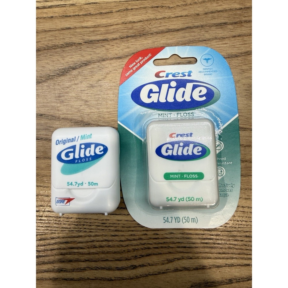 2x Crestโ Glide Mint Dental Floss Sealed 54.7yd Shred Resistant NEW & Opened